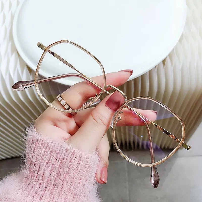 Mắt Kính Gọng Tròn Bằng Kim Loại Chống Bức Xạ &amp; Ánh Sáng Xanh Trong Suốt Cho Nam &amp; Nữ