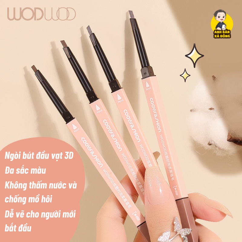 Bút Chì Kẻ Mày Hai Đầu WODWOD Cool Fashion Soft Mist Eyebrow Pencil W934