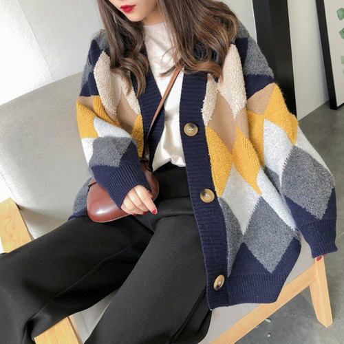 Áo Khoác Cardigan Dệt Kim Cổ Chữ V Dáng Rộng Phong Cách Hàn Quốc Thời Trang Xuân Thu 2022 Cho Nữ