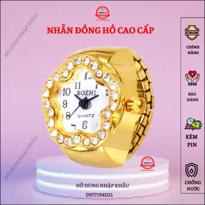 Nhẫn đeo tay tích hợp đồng hồ xem giờ nam nữ. Thời trang Thái Lan độc đáo