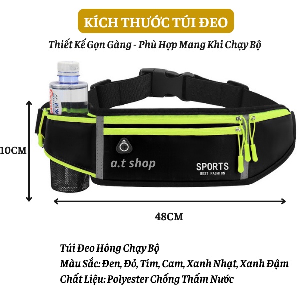 Túi Đeo Hông Chạy Bộ Nam Nữ Nhỏ Gọn Nhiều Ngăn Vải Chống Nước, Túi Đeo Bụng Đa Năng