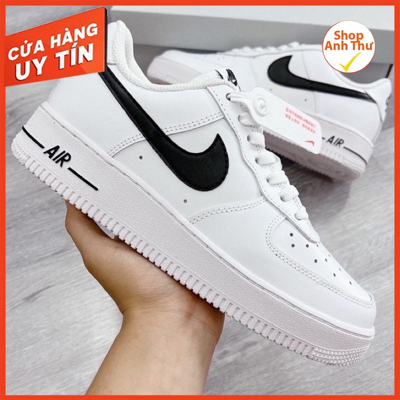 Giày_Nike Air Force 1 Trắng Vệt Đen, Giày AF1 White Black Bản S.Cấp Trung Full Box Bill