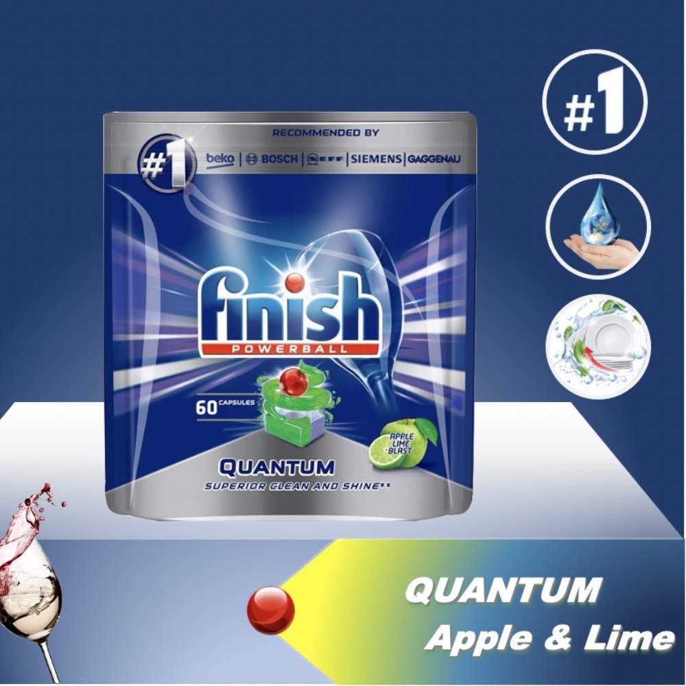 Viên rửa bát Finish Quantum max 60 viên hương Táo