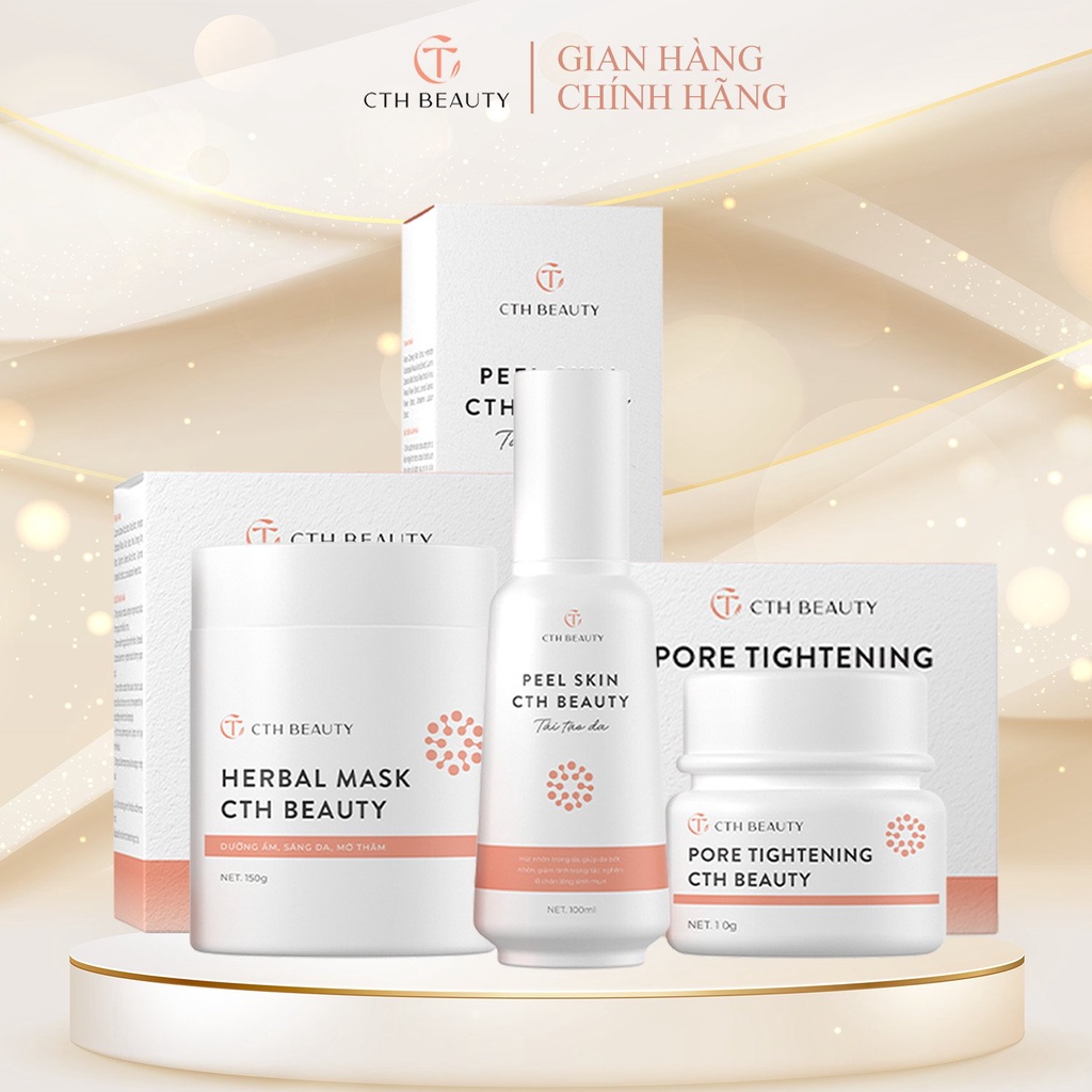 Bộ Tái Tạo PeelSkin CthBeauty Da Mụn Sần Lỗ Chân Lông To, Dầu Nhờn Nhạy Cảm, Tinh Chất Serum Detox Mụn 3sp