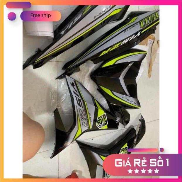FREE SHIP + SALE SỐC +DECAL PVC 5 LỚP CHẤT LƯỢNG CAO Tem rời Exciter 150 Y15ZR xám vàng dán xe đen
