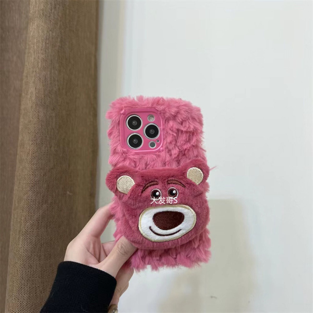 Dễ Thương Ốp Điện Thoại Silicon Hình Gấu Hồng Dâu Tây Kiểu Nhật Hàn Cho iphone13promax 14 12 11 x