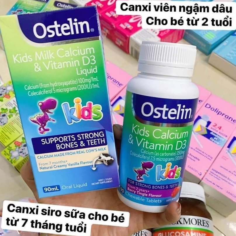 Canxi Ostelin kid 90 Viên bổ sung canxi cho bé ostelin kid khủng long (for kids)