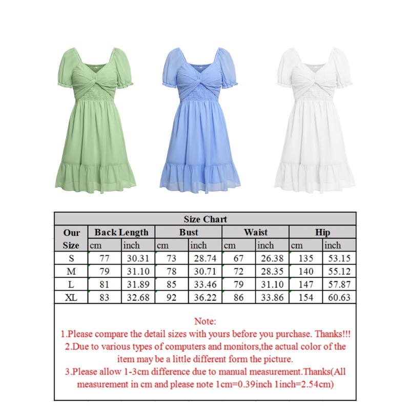 Xiangbao Đầm Chiffon Dáng Chữ A Tay Ngắn Phồng Ngắn Phối Bèo Nhún Thanh Lịch Thắt Nơ Eo Cho Nữ