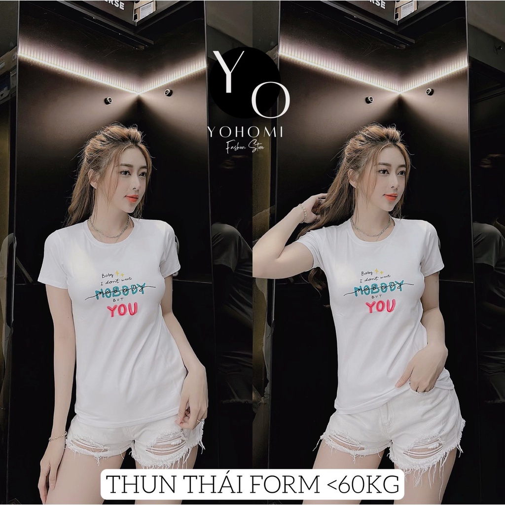 Áo thun thái nữ from vừa cổ tròn chất thun cotton thái mịn, mát, co dãn tốt, nhiều màu bao đẹp YOHOMI mã A07 dưới 60kg