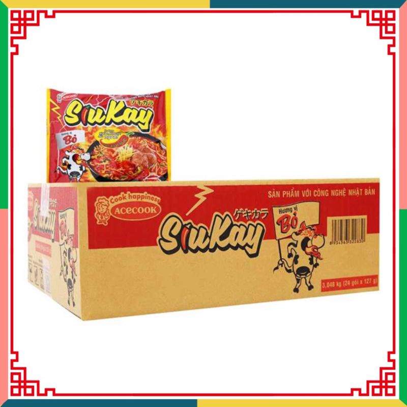 Thùng Mì SiuKay Vị Bò- Hải Sản 24g x127g
