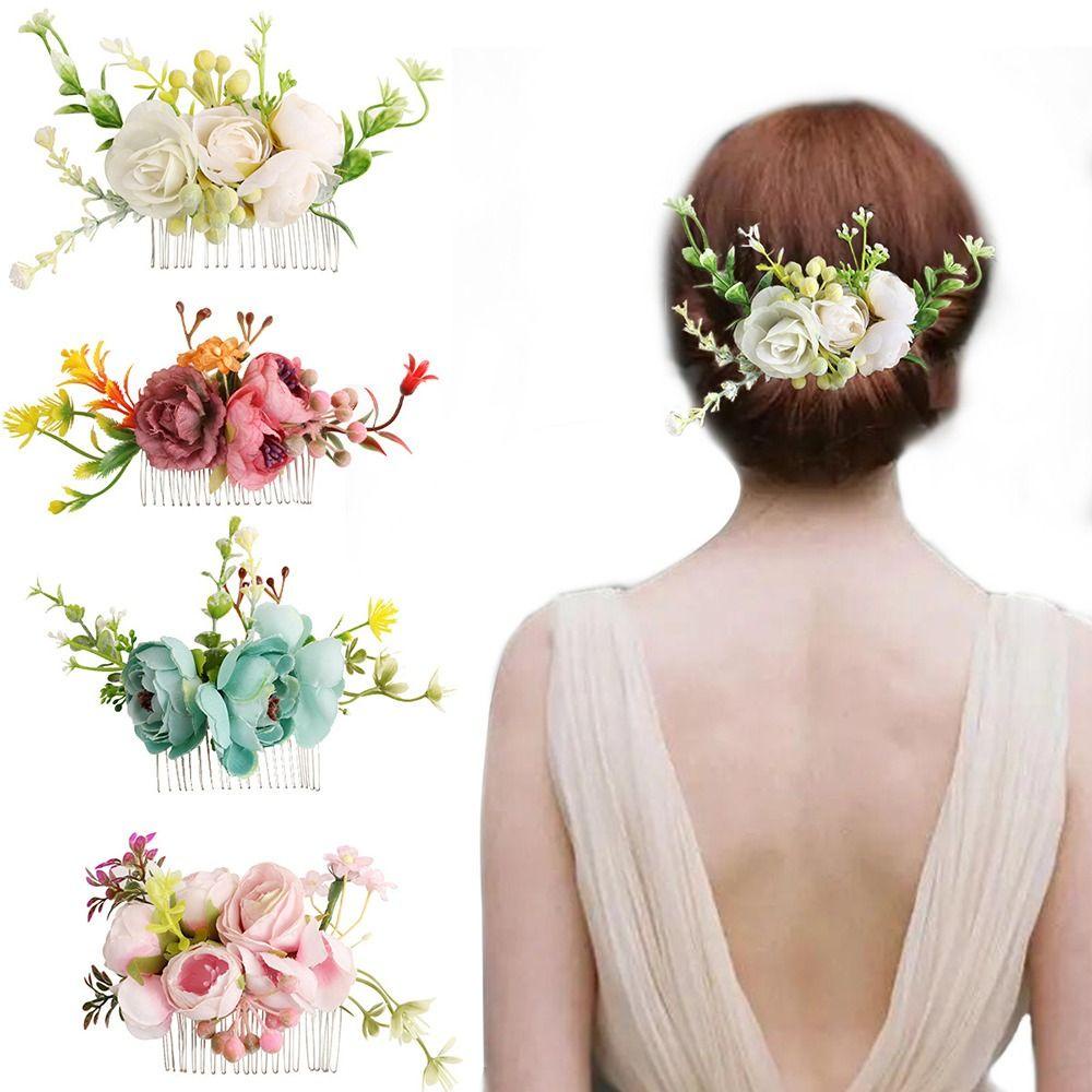 Lược Hoa Hồng Cài Tóc Cô Dâu|Đồ Trang Trí Tóc