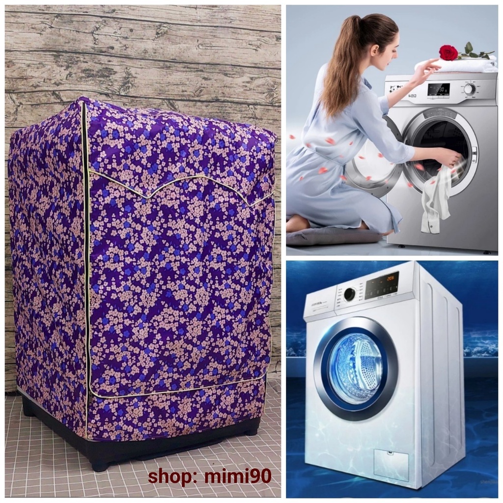 (Dành cho Dòng máy Samsung từ 8 - 21kg) Áo trùm máy giặt vải siêu dày, siêu bền dây - khóa kéo lớn, chống thấm nước