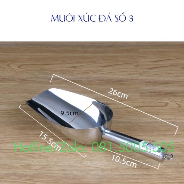 Muôi xúc đá inox Số 3 - Số 4 loại Dày Đẹp Xịn - Dụng Cụ Xúc Đá Dụng cụ pha chế QDP