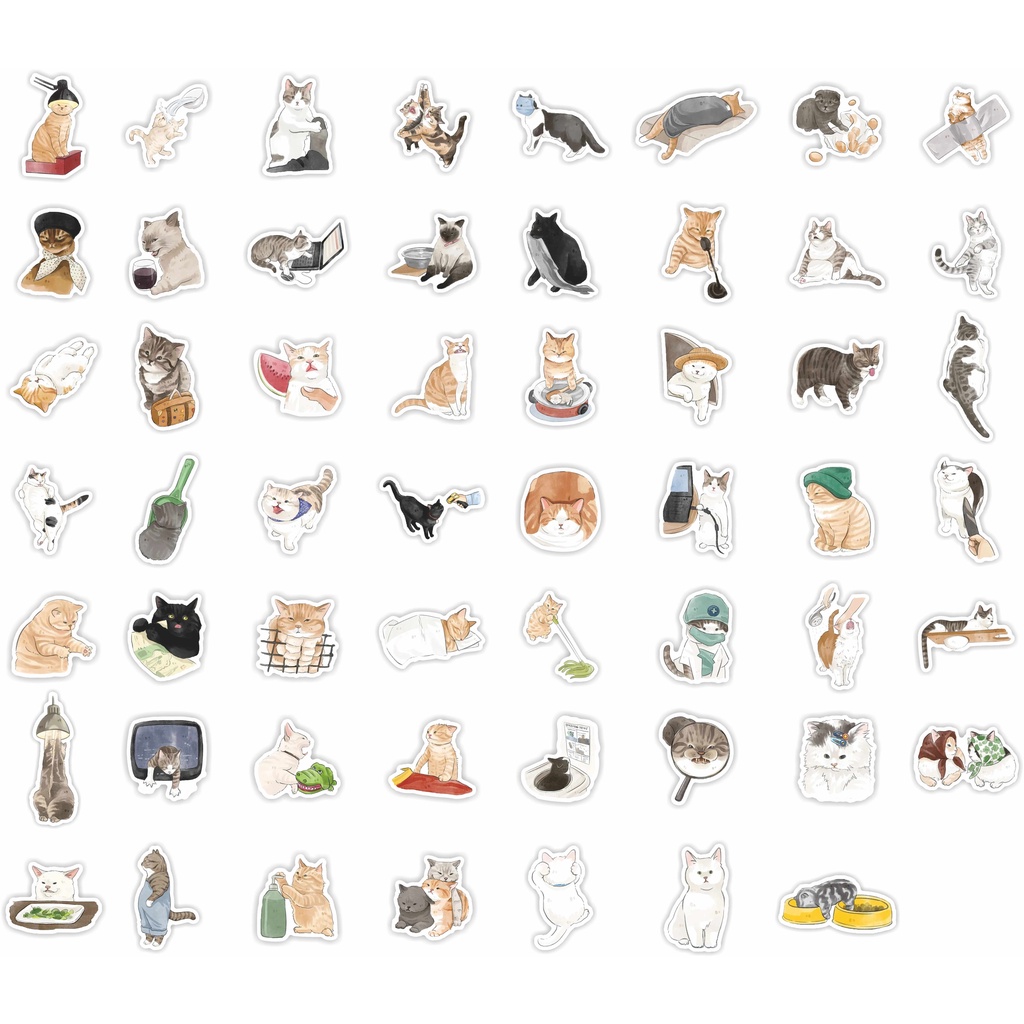 Set 50 chiếc sticker chống nước MÈO - ĐÀN EM CỦA CHỊ MỸ DIỆU NGỒI LỦNG ...