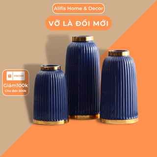 Bình gốm cắm hoa hình trụ decor nhà cửa phòng khách