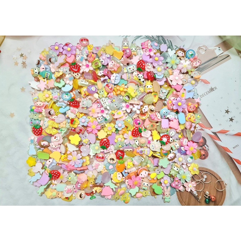 Set 100 charm/center Trong 3Dt rộn làm slime, phụ kiện, dán ốp (có cả những mẫu ko có trong ảnh)♥