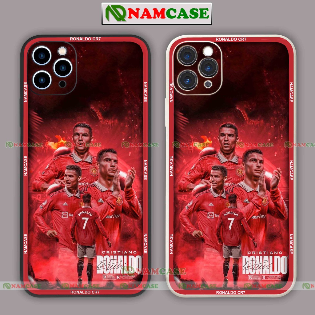 Ốp lưng điện thoại iPhone cạnh viền vuông hình bóng đá cristian ronaldo cr7 ip 6/6s/7/8/X/XS/XR/11/12/13/14 Pro Plus Max