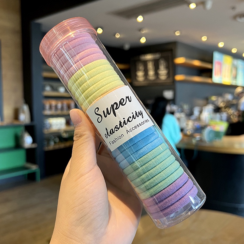 Set 30 Dây Da Buộc Tóc Độ Co Giãn Cao Phong Cách Hàn Quốc