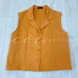 Áo Sát Nách Nút Bọc Linen Cói Design