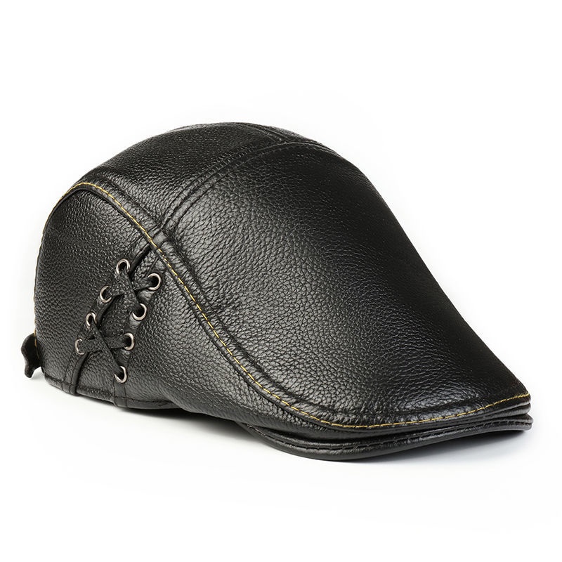 Hàng Có Sẵn#Mũ Beret Da Bò Thật Thời Trang Thu Đông Dành Cho Nam Trung Niên 60 Tuổi