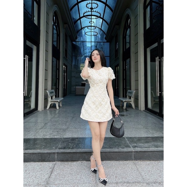 Váy đầm nữ đi đám cưới chất ren nổi cao cấp ali dress