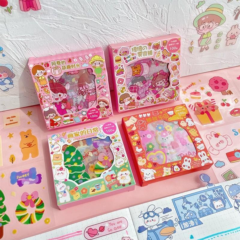 PVN55028 Hộp 100 tấm sticker cắt sẵn trang trí vật dụng