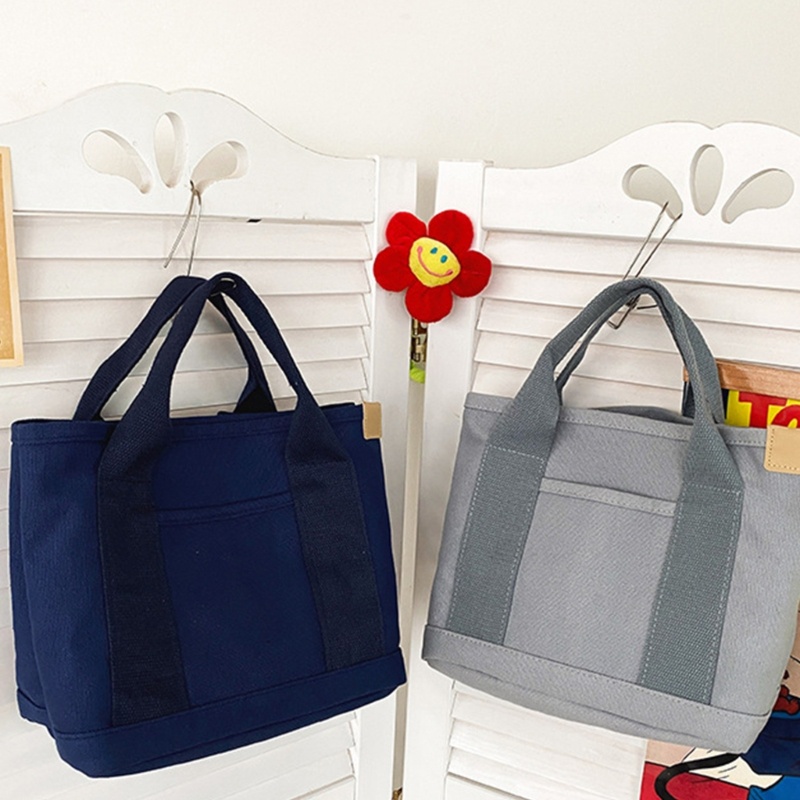 Túi Xách Tay Bằng Vải Canvas Cỡ Lớn Thiết Kế Giản Dị Dành Cho Nữ