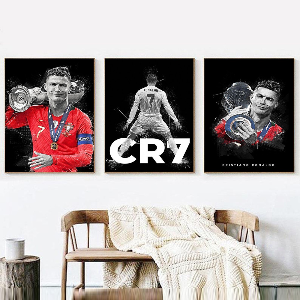 Tranh Vải Bạt Treo Tường In Hình Ngôi Sao Bóng Đá Cristiano Ronaldo Trang Trí Nhà Cửa