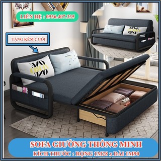 Giường sofa thông minh gấp gọn thành ghế, Ghế sofa giường đa năng khung thép -KT Rộng 1,3m x Dài 1,9m Bảo hành 3 năm.