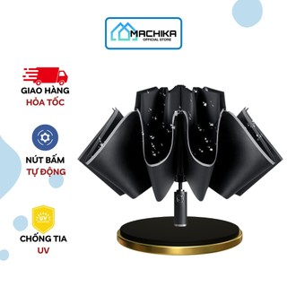 Ô dù che nắng, mưa chống tia UV 2 lớp tự động 2 chiều có nút bấm tu dong gấp gọn đóng mở o du tự bật - MACHIKA