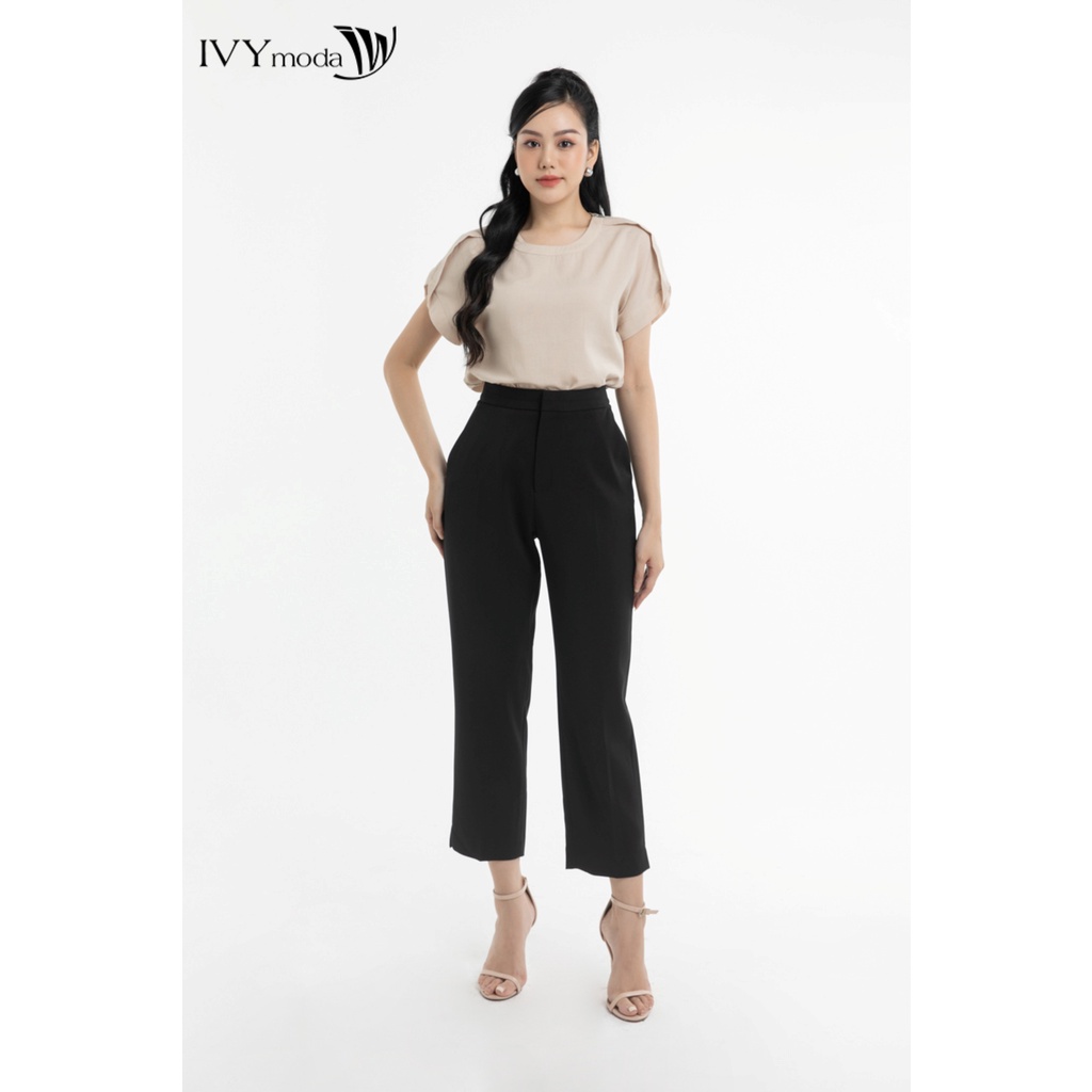 Áo công sở vai xếp kéo khóa nữ IVY moda MS 16M7766