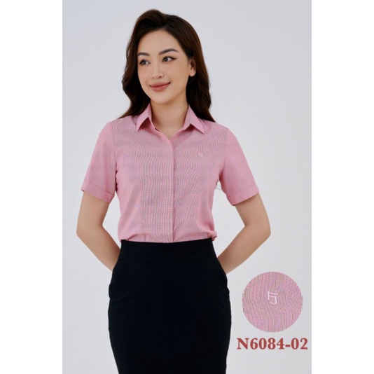 Áo Thái Hoà caro nhí màu hồng tay dài, ngắn