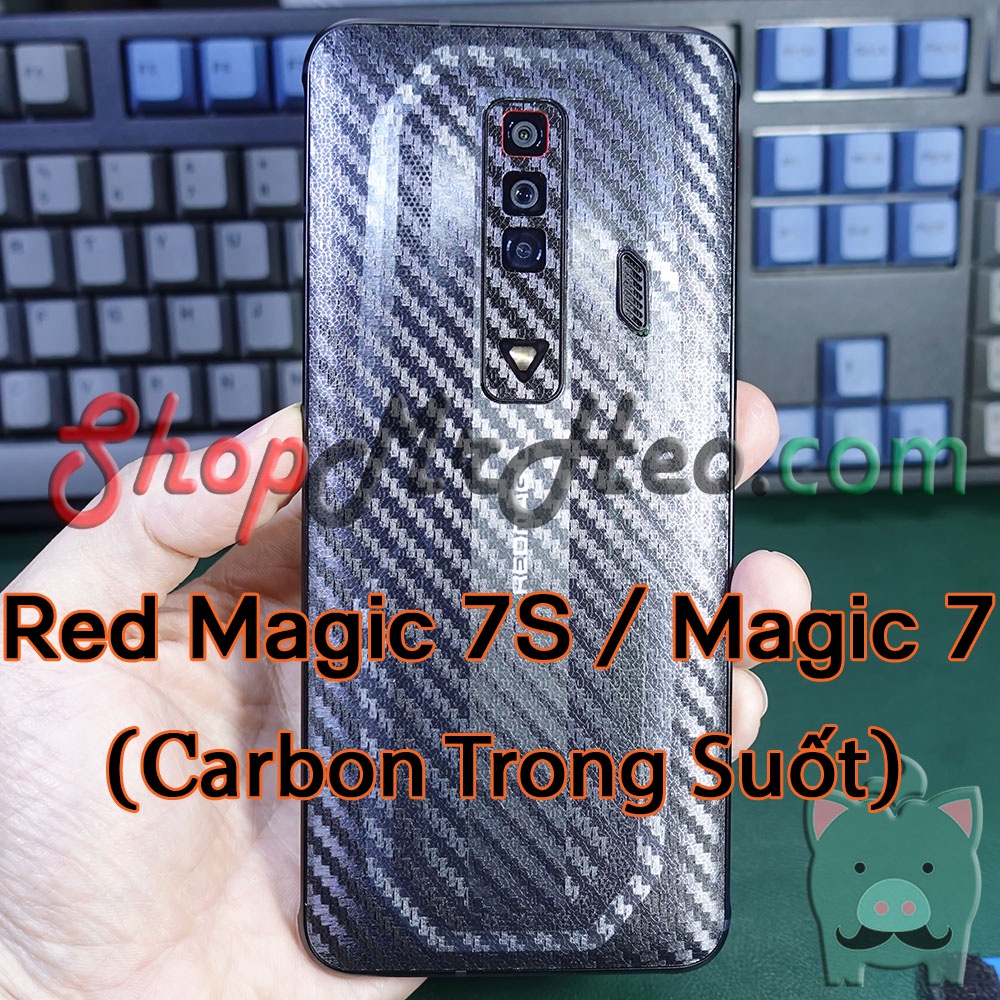 Skin Dán Mặt Sau Lưng ZTE Nubia Red Magic 7S - Red Magic 7 (Carbon, Hình Hộp, Nhám, Vân Da, Nhôm Xước)