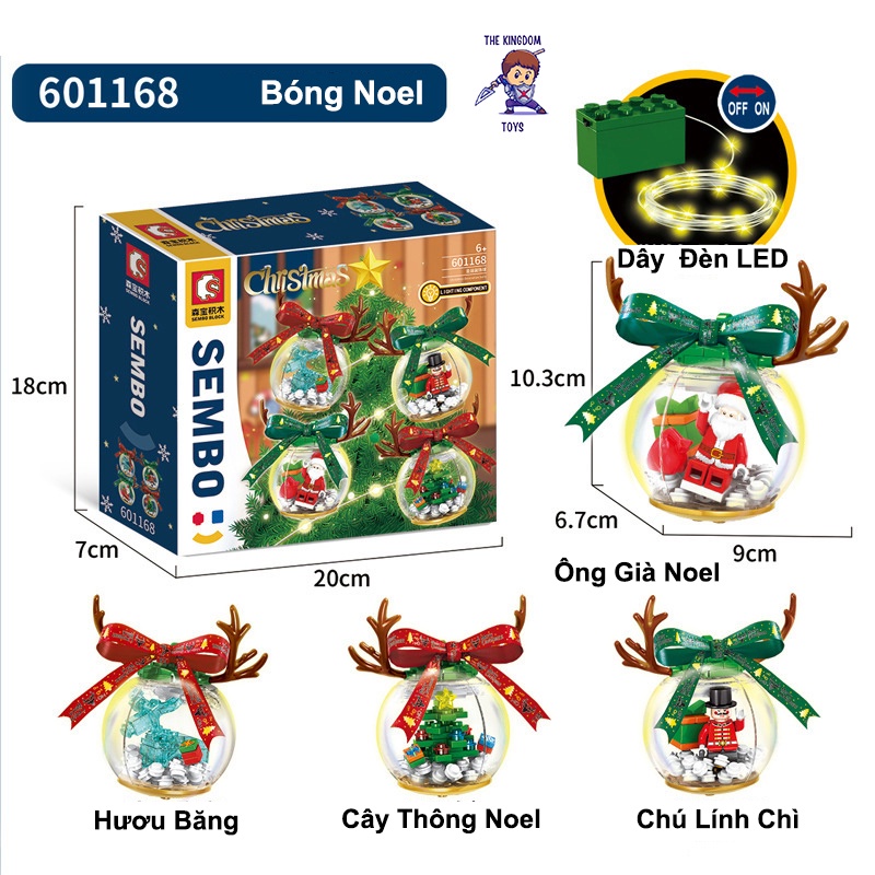 Đồ Chơi Lắp Ráp Giáng Sinh Noel Mô Hình Quả Cầu Trang Trí Cây Thông Phát Sáng / Ông Già Tuyết 601168