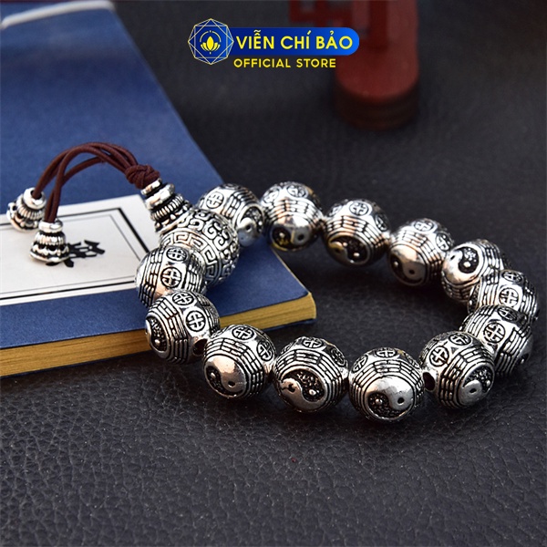 Vòng tay bạc nam chuỗi bát quái 13mm chất liệu bạc Thái 925 thời trang phụ kiện trang sức Viễn Chí Bảo L000353-13