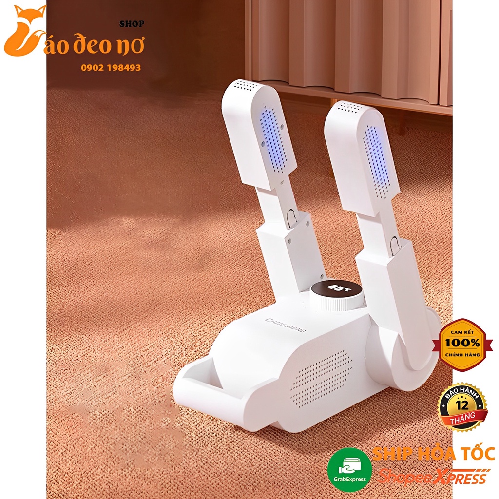 Máy sấy giày gấp gọn Cáo đeo nơ- hiệu Chanhong sấy khô 48 độ, có điều chỉnh chiều dài