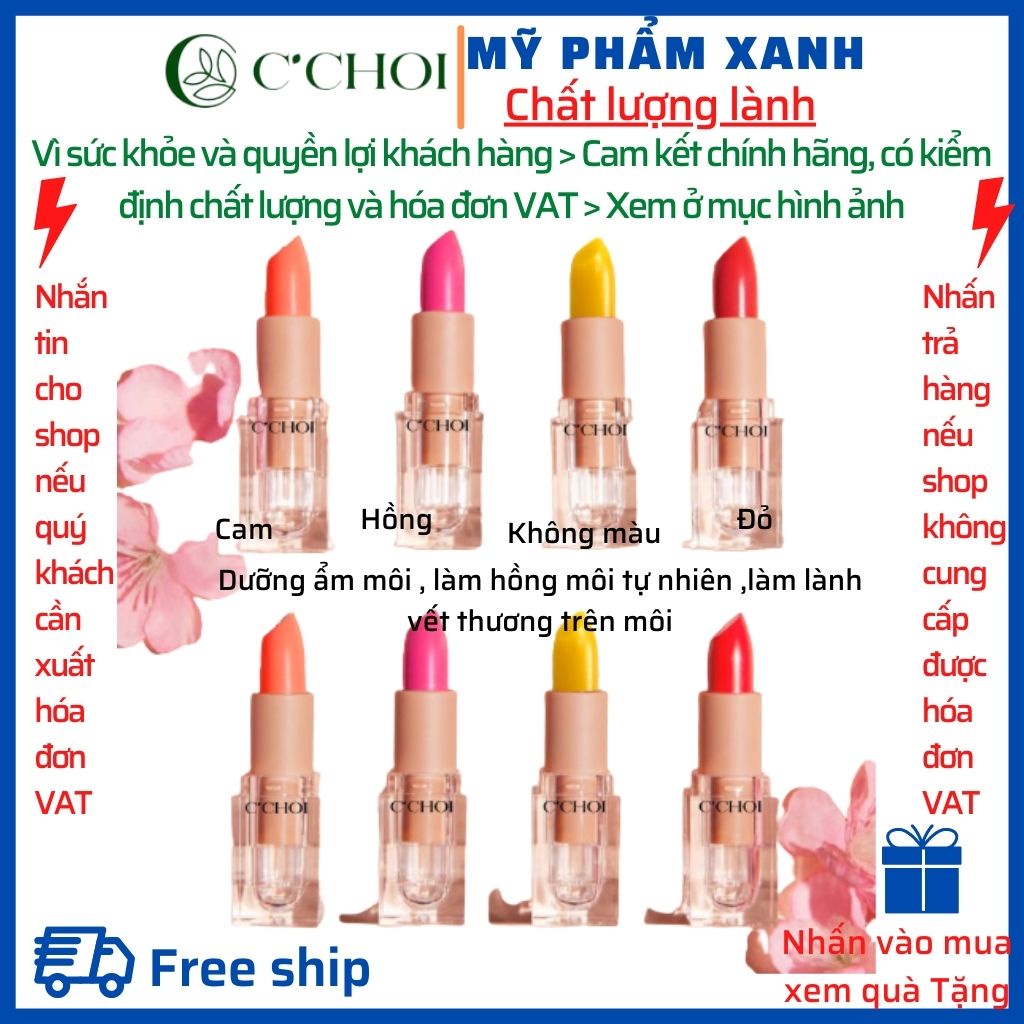 Son dưỡng môi cao cấp 3 trong 1 Saffron Color C’Choi, dưỡng môi, tạo màu, lành vết thương trên môi [Có hóa đơn VAT]