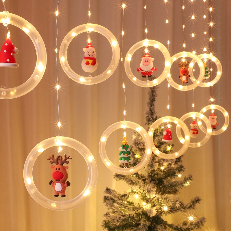 Dây Đèn LED Hình Tròn Dùng Trang Trí Rèm Cửa Dịp Giáng Sinh