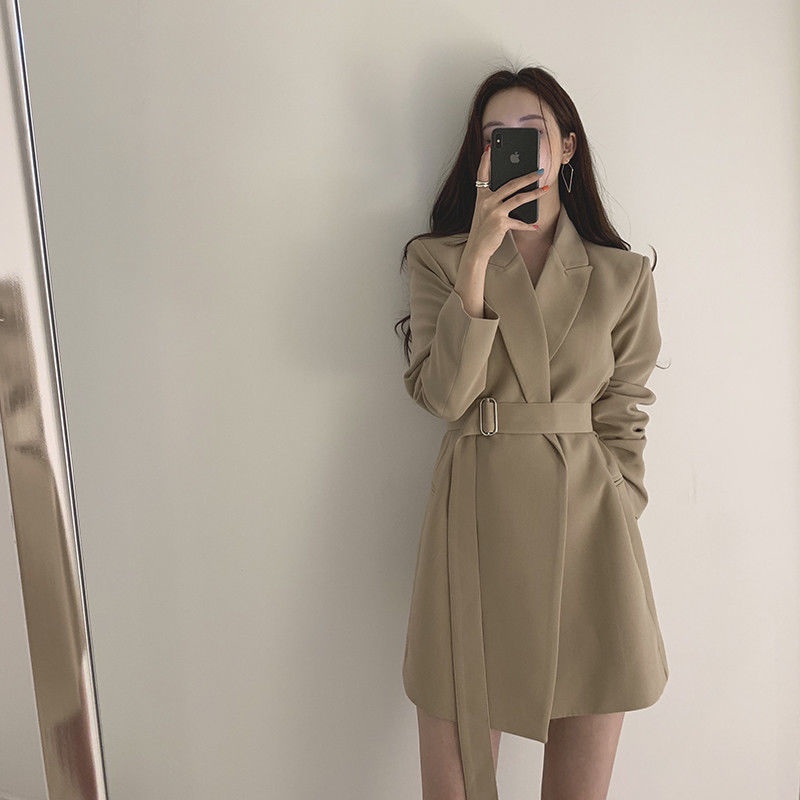 Áo Khoác Blazer Cột Dây Eo Thời Trang Thanh Lịch Cho Nữ
