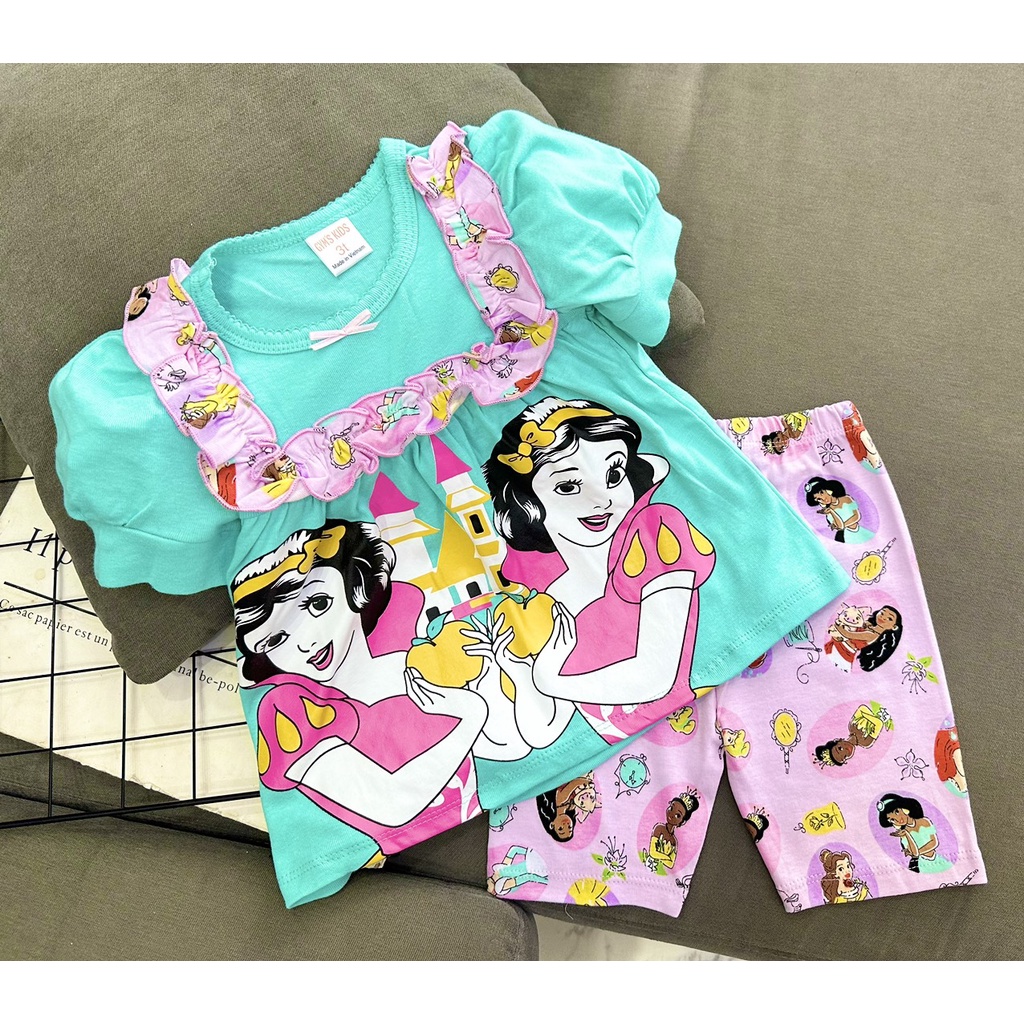 Bộ ngố lửng cho bé dáng babydoll thun Borip xuất loại 1 cho bé gái từ 9 kg-22kg - Pikakids