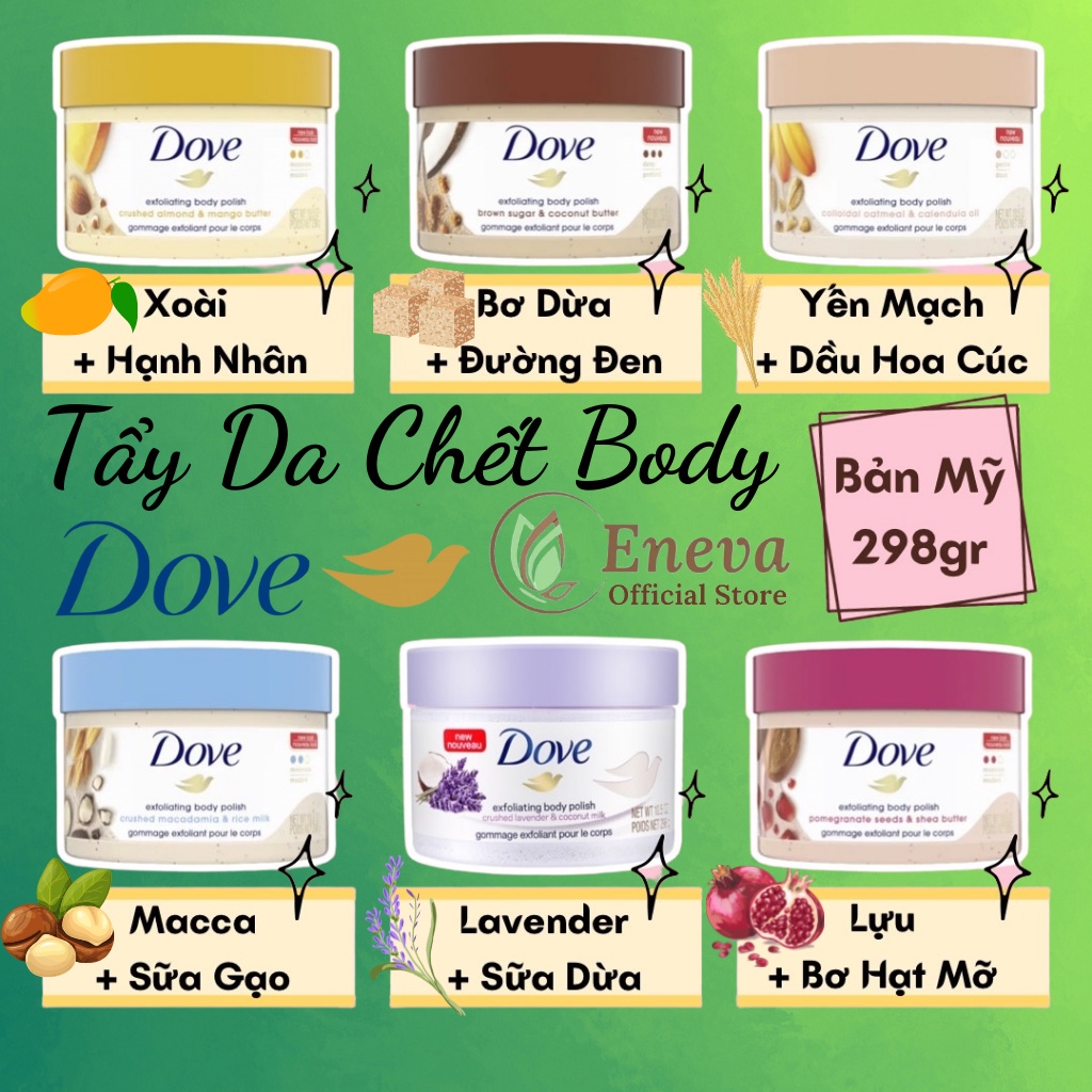 Tẩy Tế Bào Chết Body Dove Toàn Thân Bản Mỹ 298g,Tẩy Da Chết Dove Exfoliating Body Polish Bản Mỹ Chính Hãng