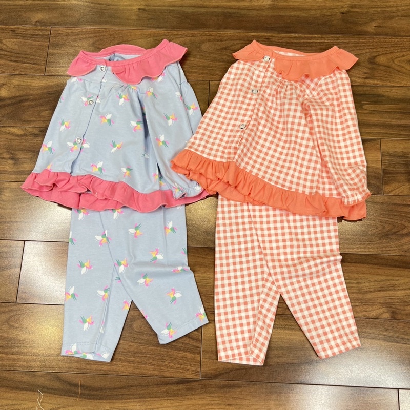 Bộ pyjama tay dài nút dọc cổ bèo bé gái