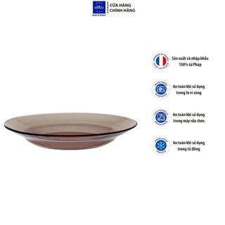 Bộ 2 dĩa D3011C Duralex - lys Nâu Khói Creole 23 cm  Thủy tinh cường lực cao cấp Pháp [Chính Hãng]