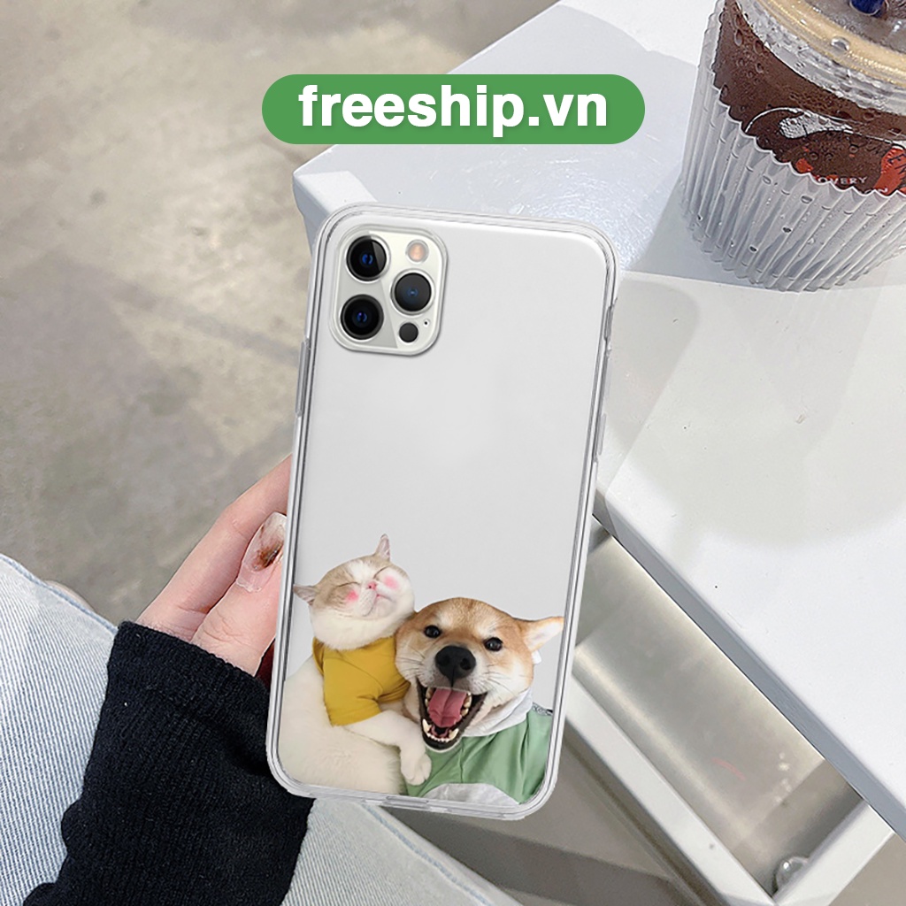 Ốp iphone cạnh vuông chó mèo yêu thương bảo vệ cam cho 6/6splus/7/7plus/8/8plus/x/xr/xs/11/12/13/14/pro/max/plus/promax