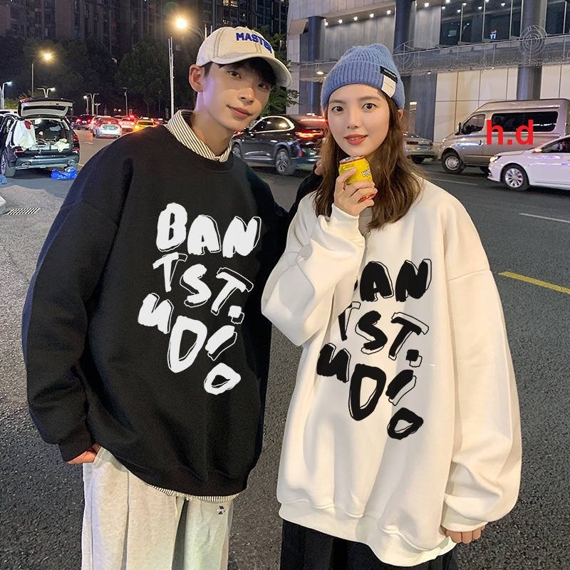 Áo Sweater cặp đội nam nữ chữ trắng BAN TST dài tay thời trang hàn quốc