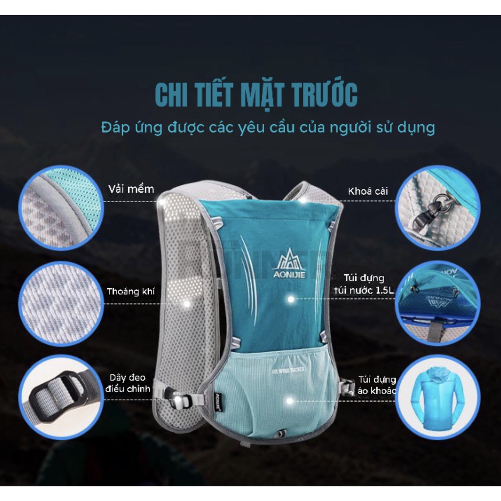 Vest nước chạy bộ Aonijie 5L E913s Siêu Nhẹ thích hợp chạy bộ, đạp xe, leo núi