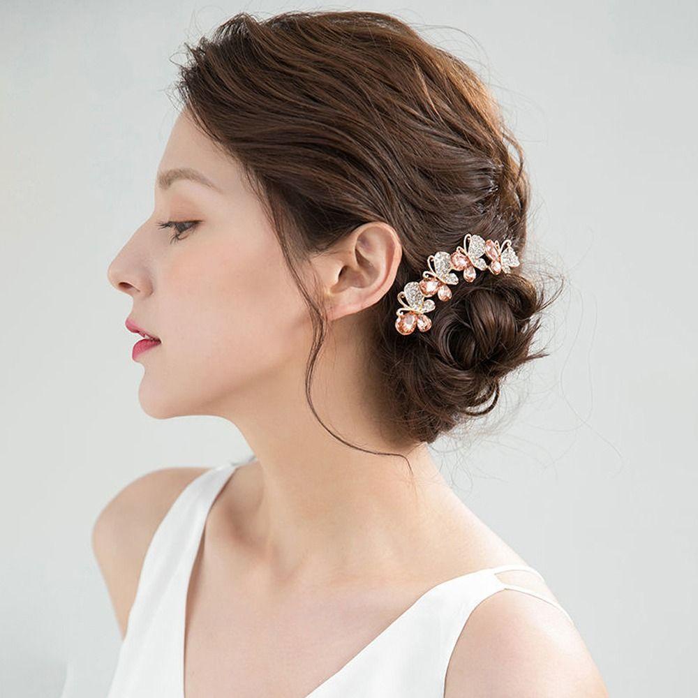 Lược Cài Tóc Họa Tiết Bươm Bướm Phong Cách Vintage Thời Trang Cho Nữ|Kẹp Tóc Đính Đá Zircon Thời Trang Cho Nữ