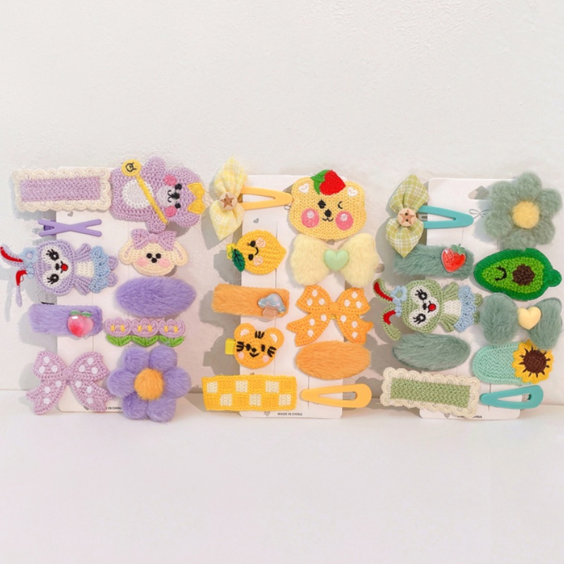Set 10 kẹp tóc nơ vải bông dễ thương dành cho bé gái phong cách hàn quốc