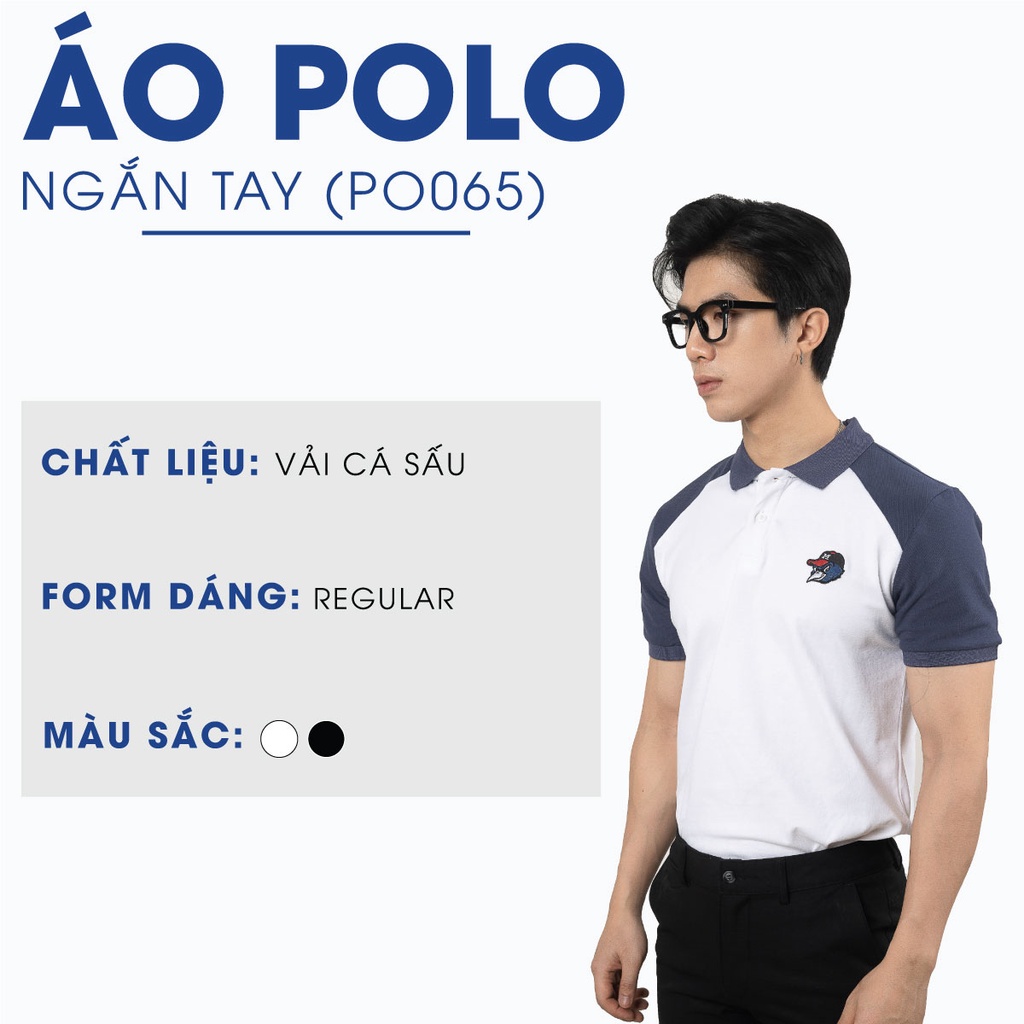 Áo polo nam 4MEN PO065 ngắn tay, hình thêu tinh tế, tỉ mỉ, vải cá sấu co giãn, thấm mồ hôi, thoáng mát, trẻ trung