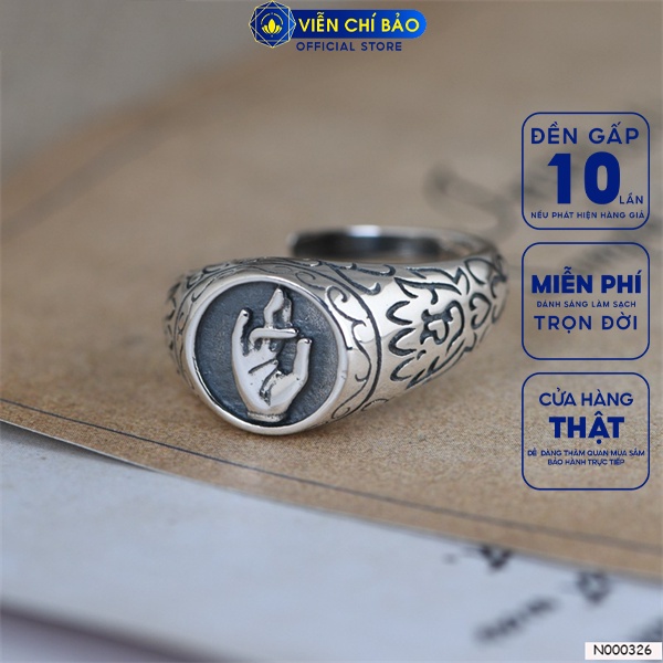 Nhẫn từ bi chất liệu bạc Thái 925 thời trang phụ kiện trang sức Viễn Chí Bảo N000326
